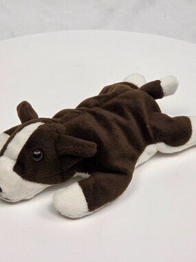 Vintage Ty Beanie Babies Bruno Chocolate Brown Bull Terrier Dog 1997 Original